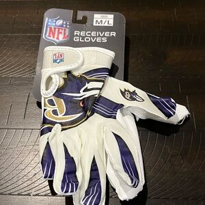 NFL Youth Receiver Gloves in Purple Baltimore Ravens and White sz M/L
